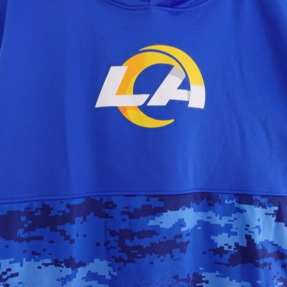 NWT NFL Team Apparel Los Angeles Rams Pullover Hoodie Sz L 14-16 Youth Blue Camo - Picture 2 of 5